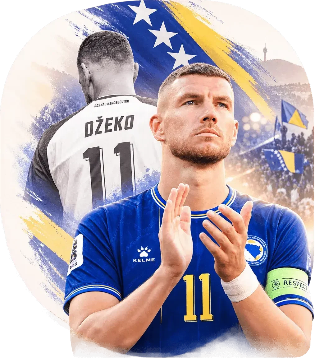 Edin Džeko in the Bosnia and Herzegovina national team shirt